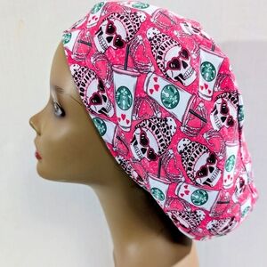 Skulls, Coffee, Euro Style Scrub Cap, Scrub Cap, Chemo Cap